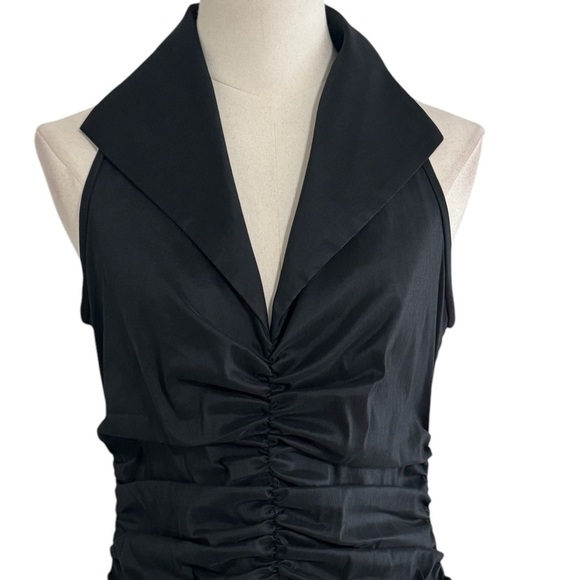 Tadashi Shoji Black Maxi Dress Gown Ruched Tuxedo
Collared Formal Event Size 8 - Picture 5 of 9